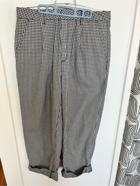 Navy and White Gingham Trousers